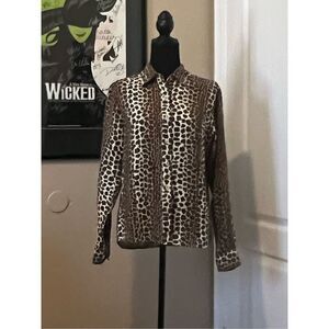 Lemon Grass leopard print blouse with button up front